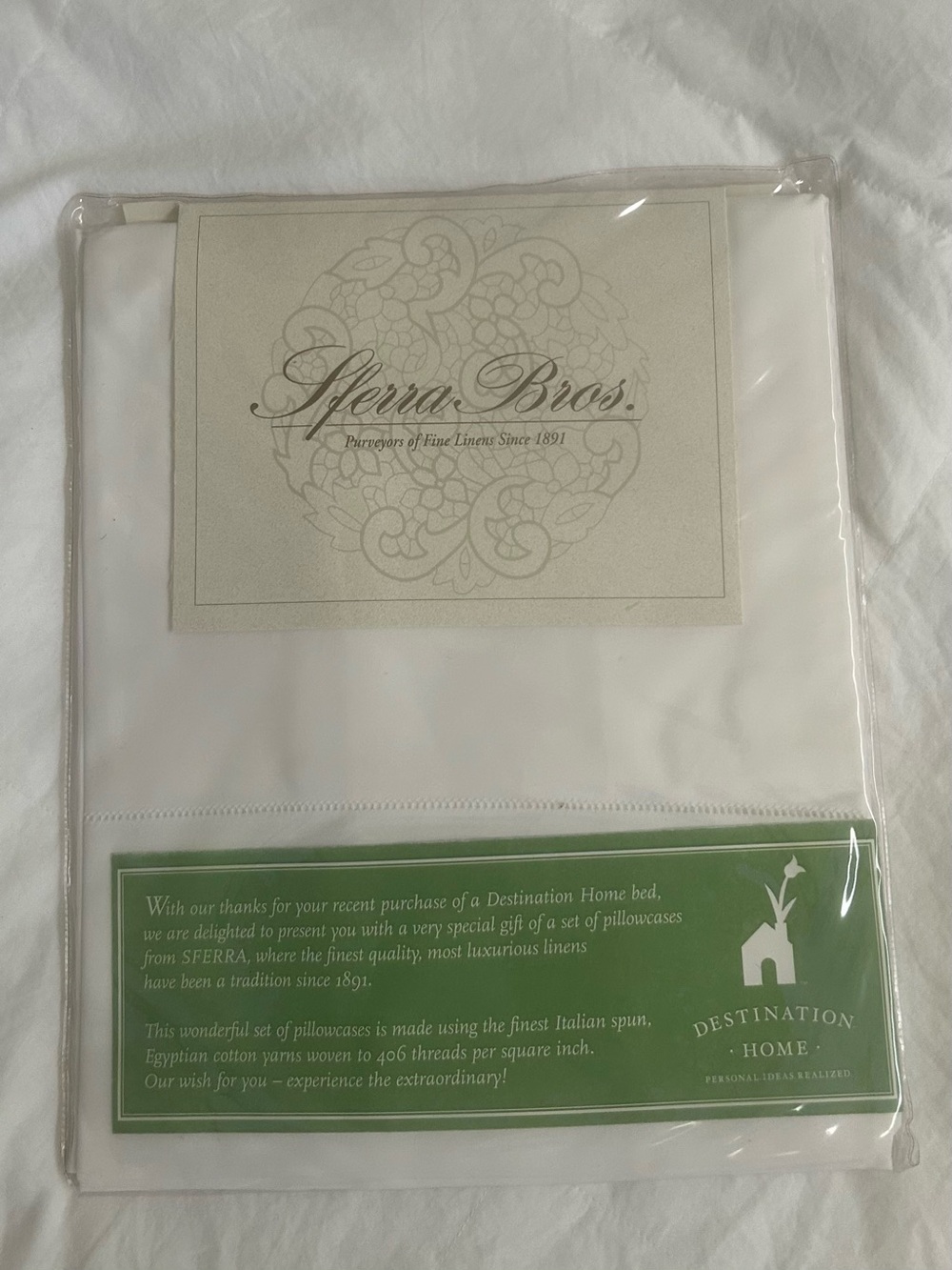 Sferra Bros Two Pillowcases 100% Egyptian Cotton Woven Pillowcases King Size NWT